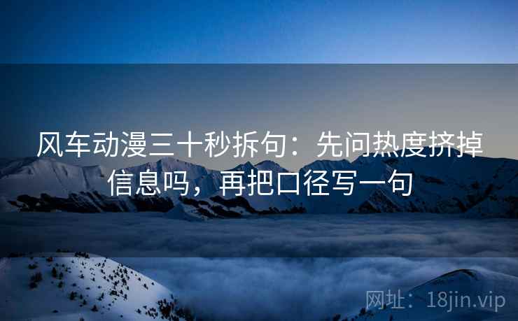 风车动漫三十秒拆句：先问热度挤掉信息吗，再把口径写一句